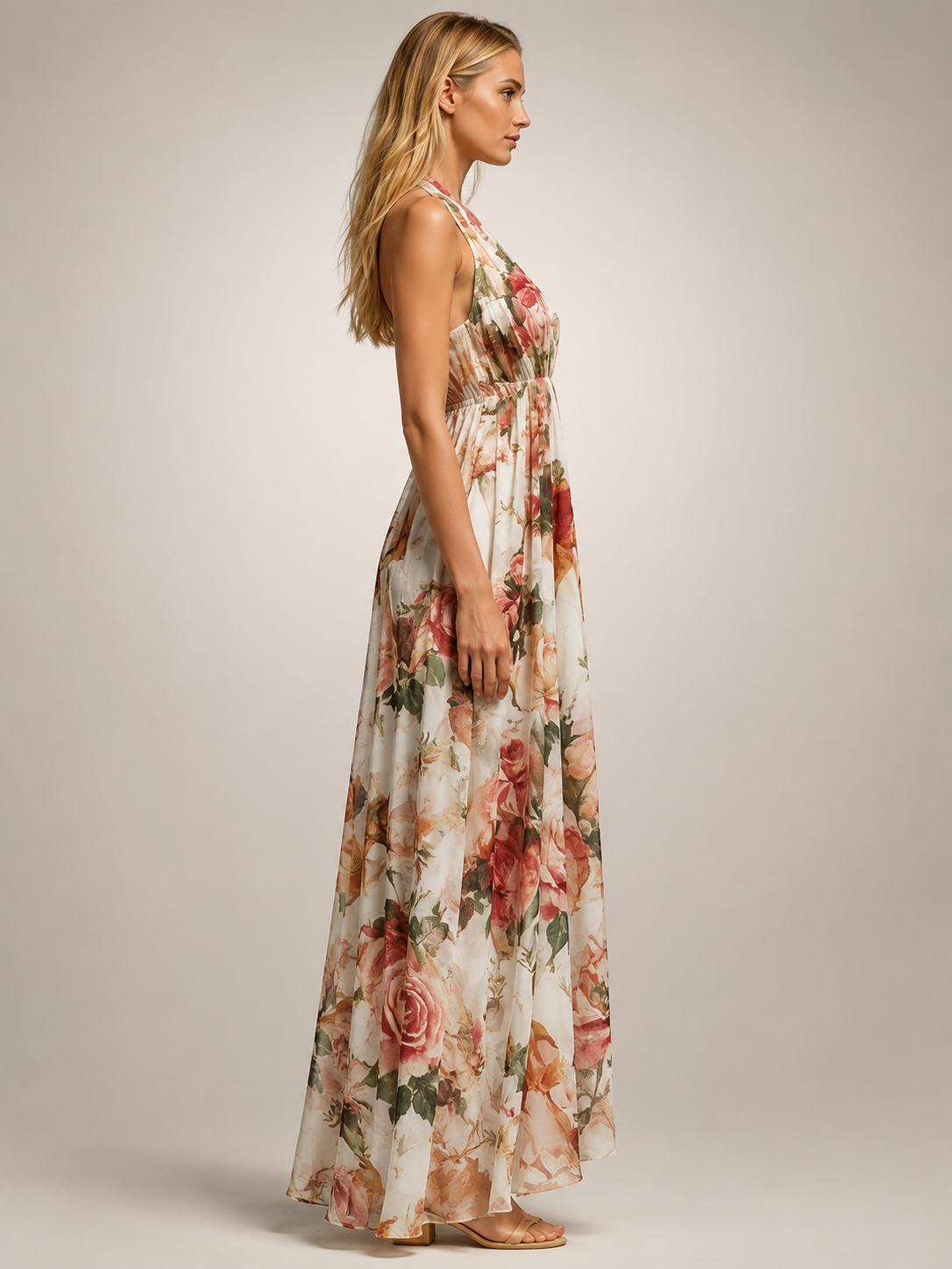 Rosemonde — Robe longue bohème à col licou