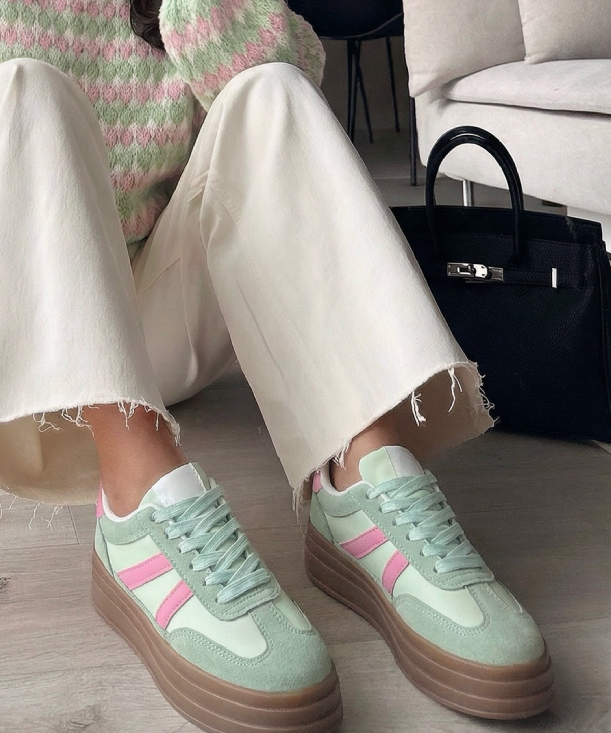 Sneakersy Camille jasnozielone