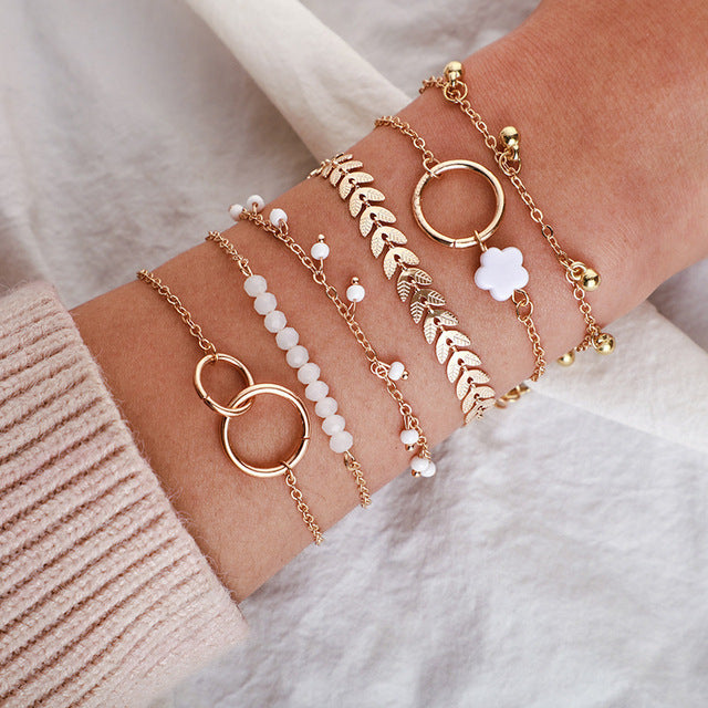 Superposition | Ensemble de bracelets or rose – Vue 01