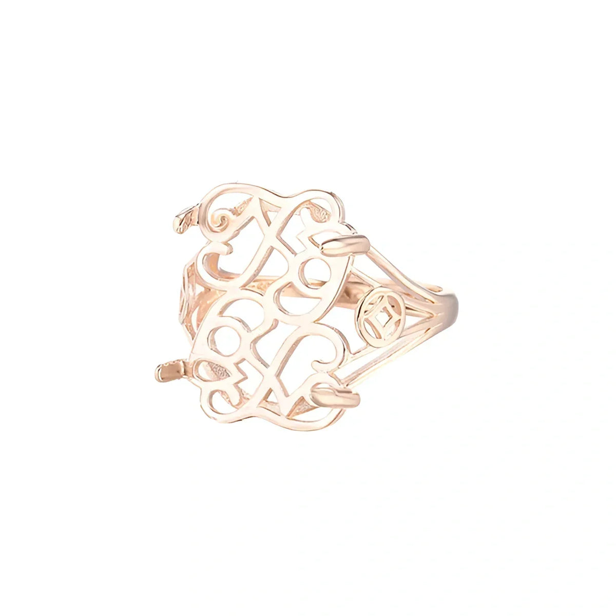 Bague en or rose à motif ajouré d'arcs