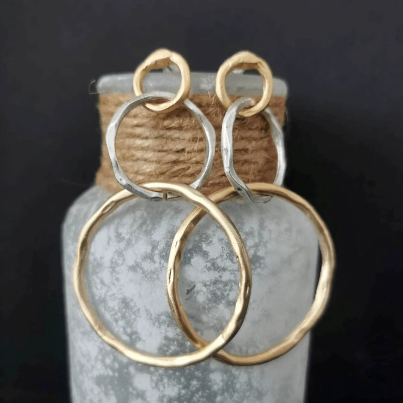 Bague Duo | Créole dorée avec puce d'oreille – Vue 01