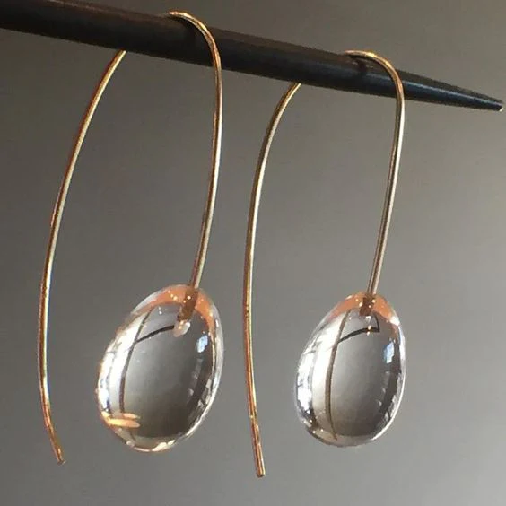Longue Goutte | Boucles d'oreilles dorées avec goutte claire – Vue 01