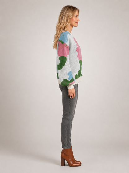 Sydney | Kwiatowy sweter z dzianiny