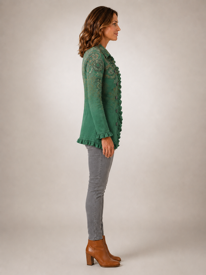 Jemara | Kurtka boho z falbankami we wzór paisley