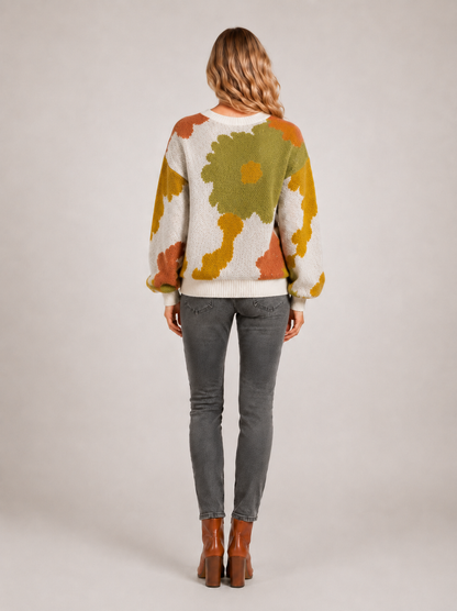 Sydney | Kwiatowy sweter z dzianiny