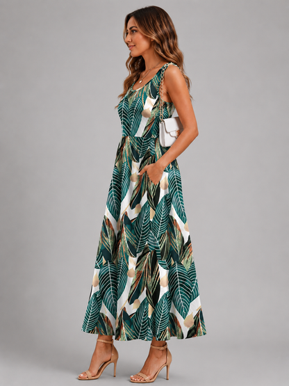 Ambre — Robe midi bohème à col licou