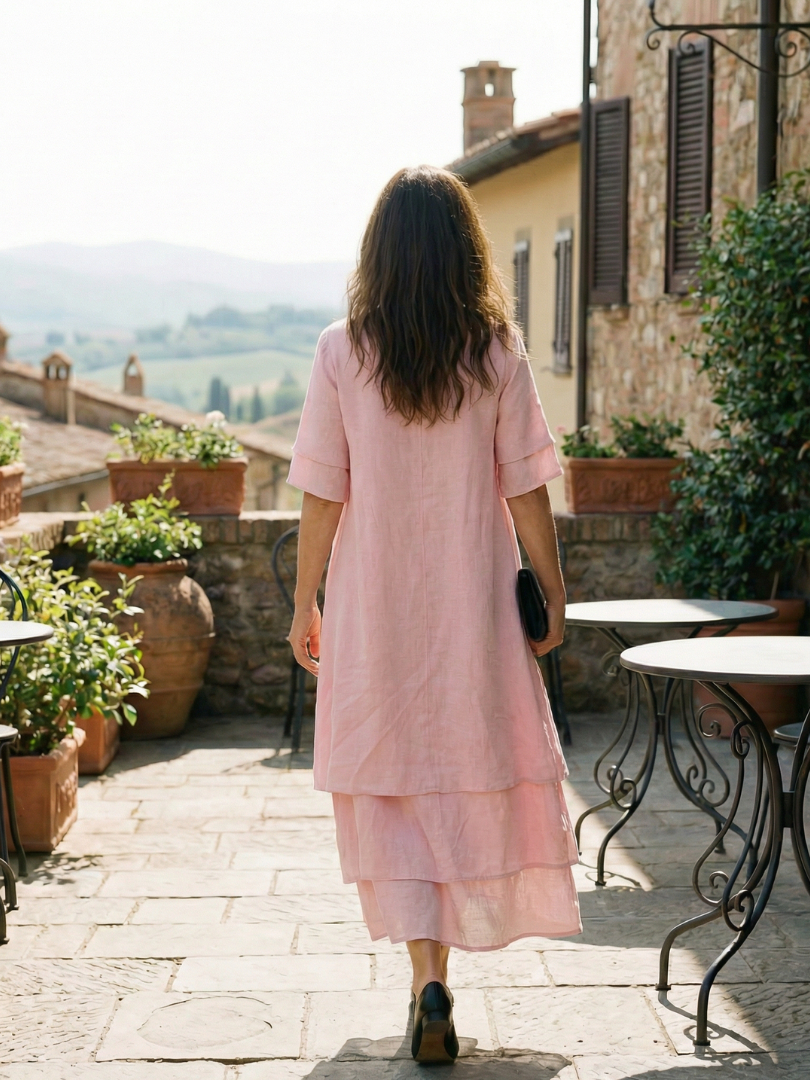 Armance — Robe longue à volants superposés
