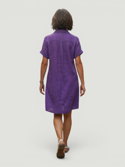Lorène — Robe courte chemise à poches