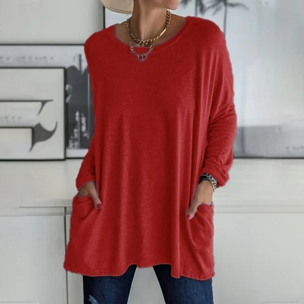 Maëlys | Tunique longue à poches — Rouge