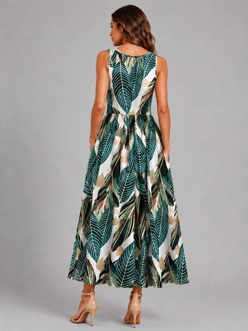 Ambre — Robe midi bohème à col licou