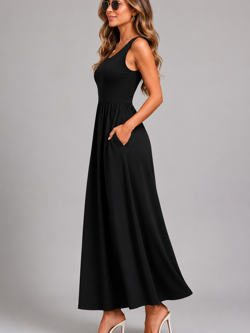 Ambre — Robe midi bohème à col licou