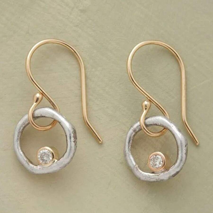 Double Anneau | Boucles d'oreilles avec cercle doré et argenté – Vue 01