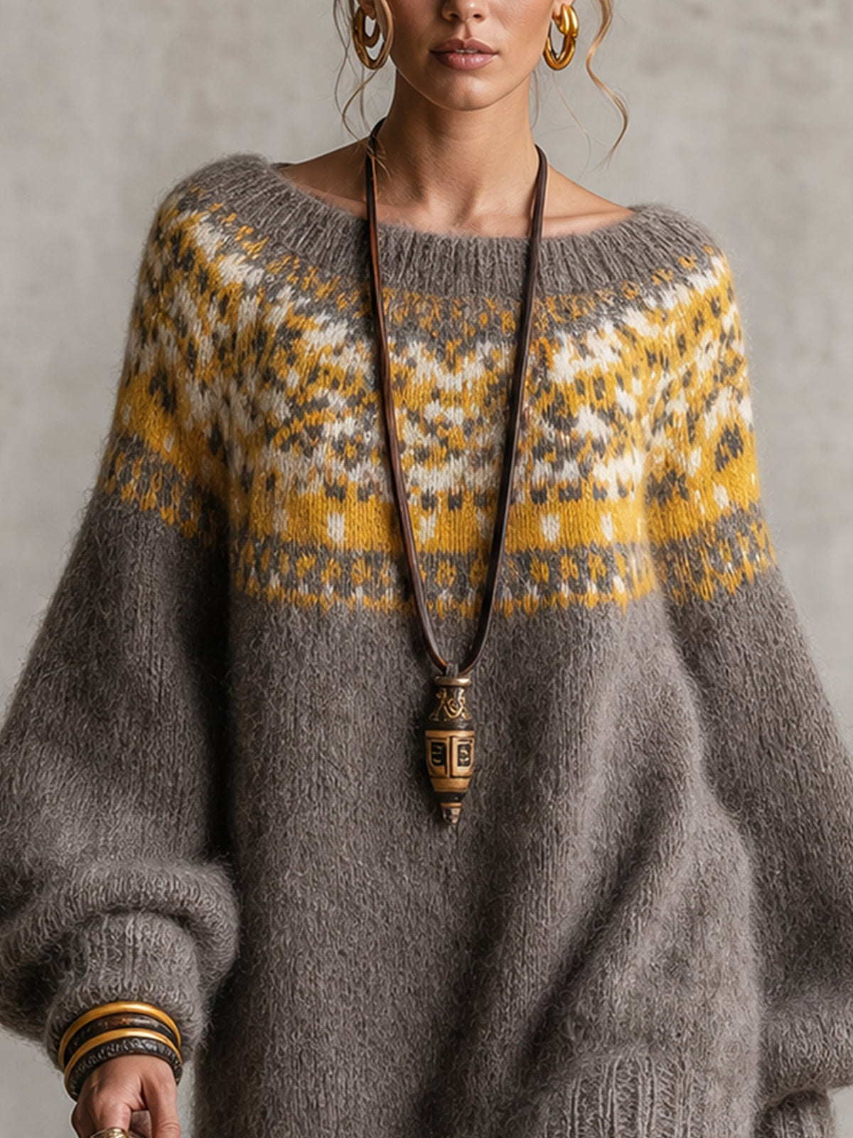 Philomène — Robe pull courte en maille jacquard