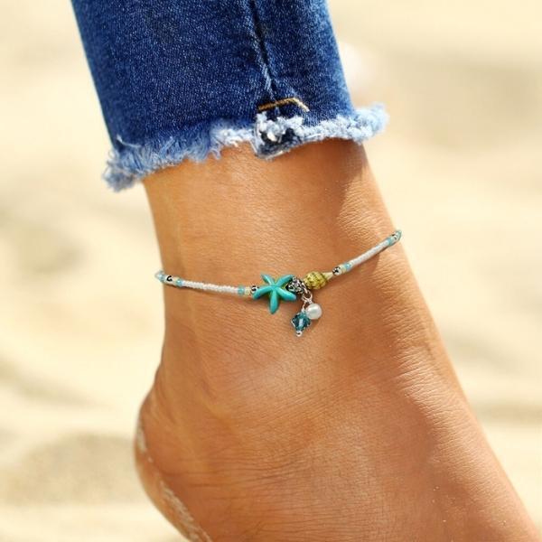 Étoile de Mer | Chaîne de cheville avec étoile de mer et pendentif coquillage – Vue 03