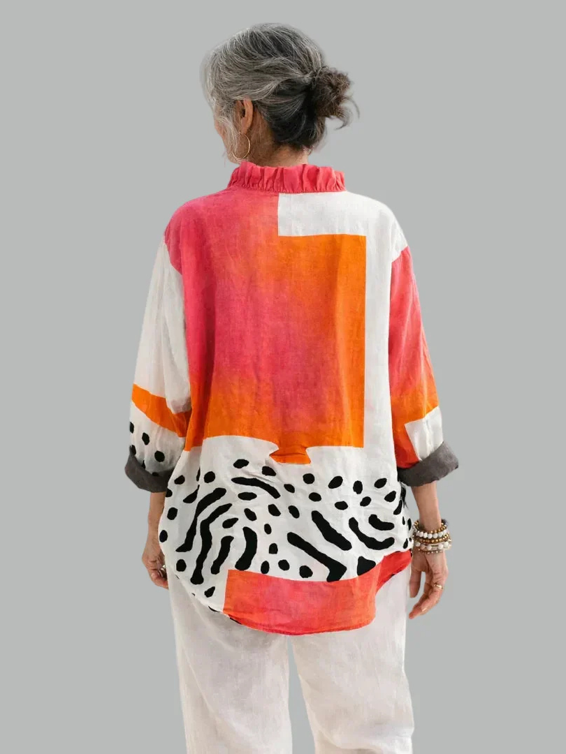 Cléophée | Bluzka colorblock z falbanką