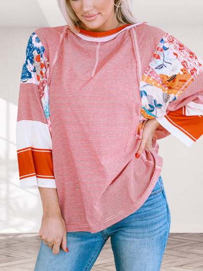 Sévrine | Top z rękawami nietoperzowymi w stylu patchwork
