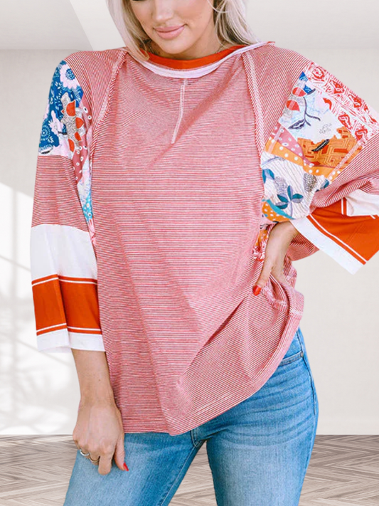 Sévrine | Top z rękawami nietoperzowymi w stylu patchwork