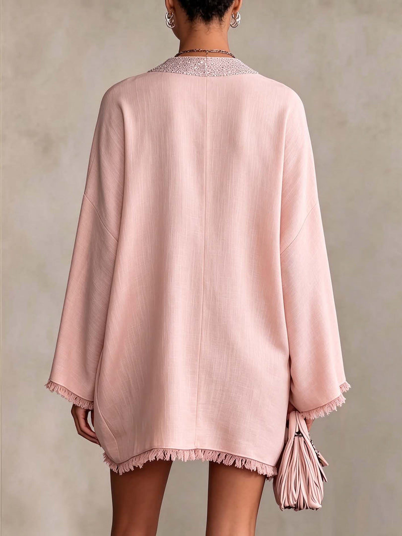 Sibylle — Robe courte à franges et strass