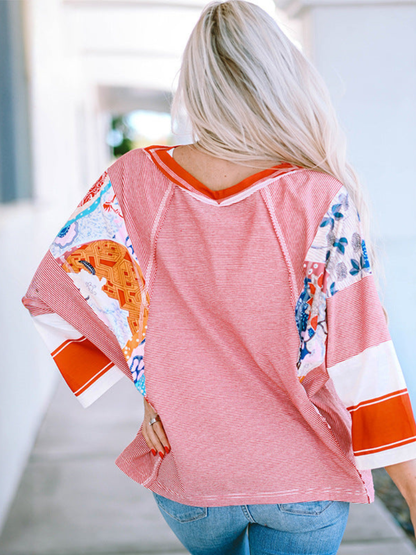 Sévrine | Top z rękawami nietoperzowymi w stylu patchwork