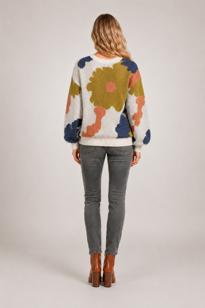 Sydney | Kwiatowy sweter z dzianiny