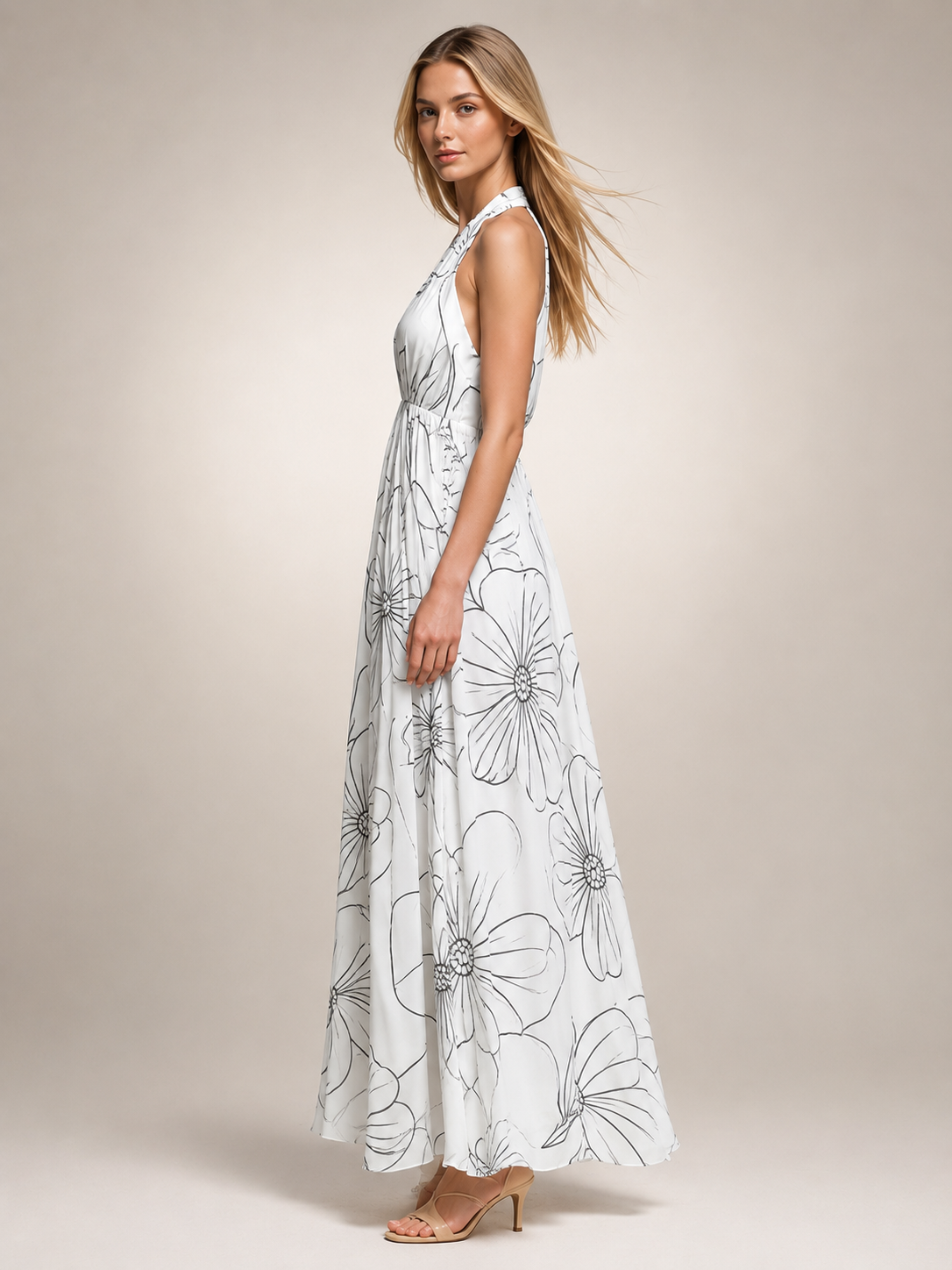 Rosemonde — Robe longue bohème à col licou