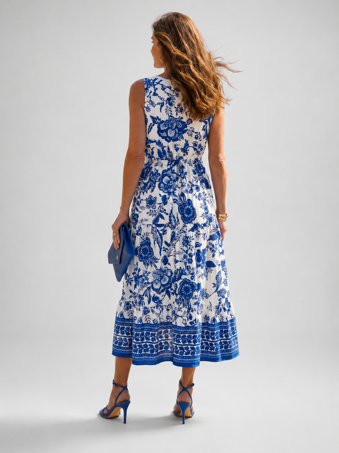 Domitille — Robe midi fleurie sans manches