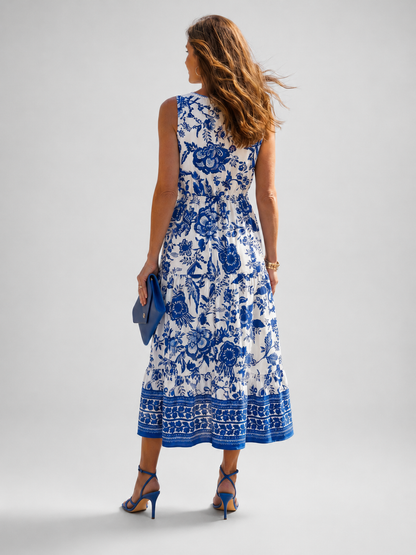 Domitille — Robe midi fleurie sans manches