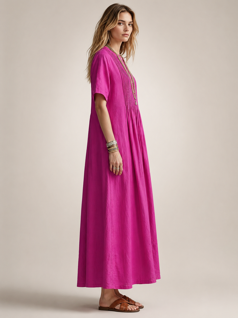 Améline — Robe longue plissée