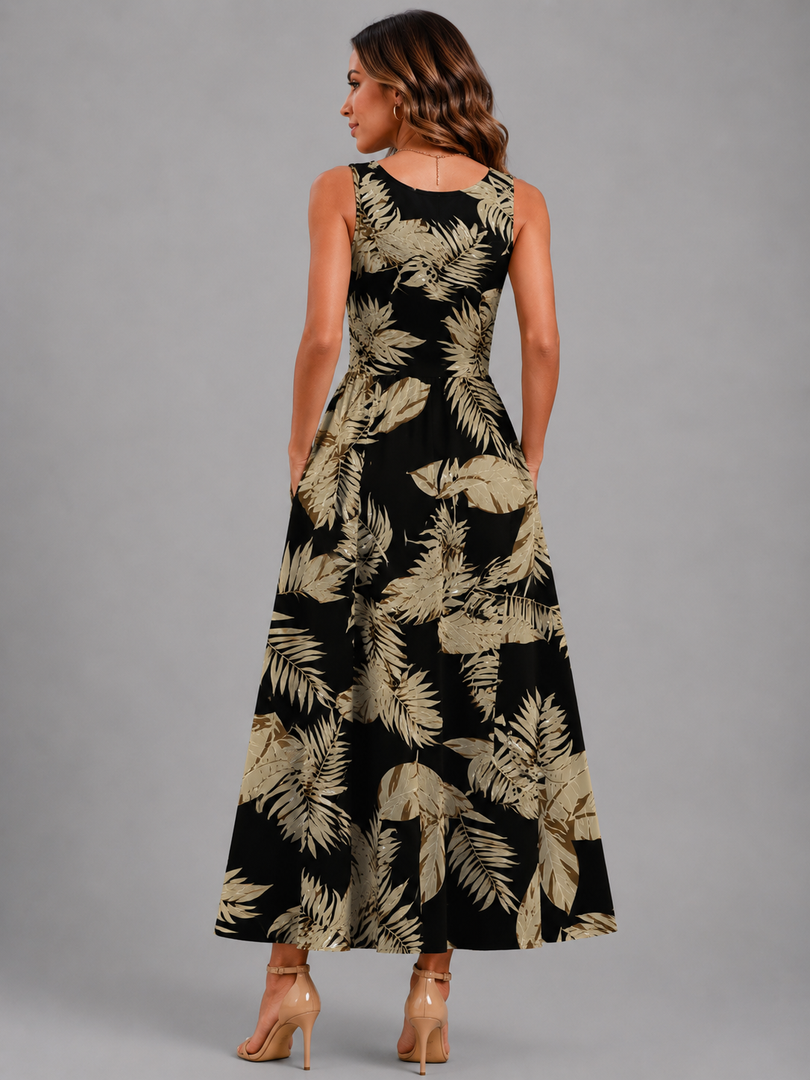 Ambre — Robe midi bohème à col licou