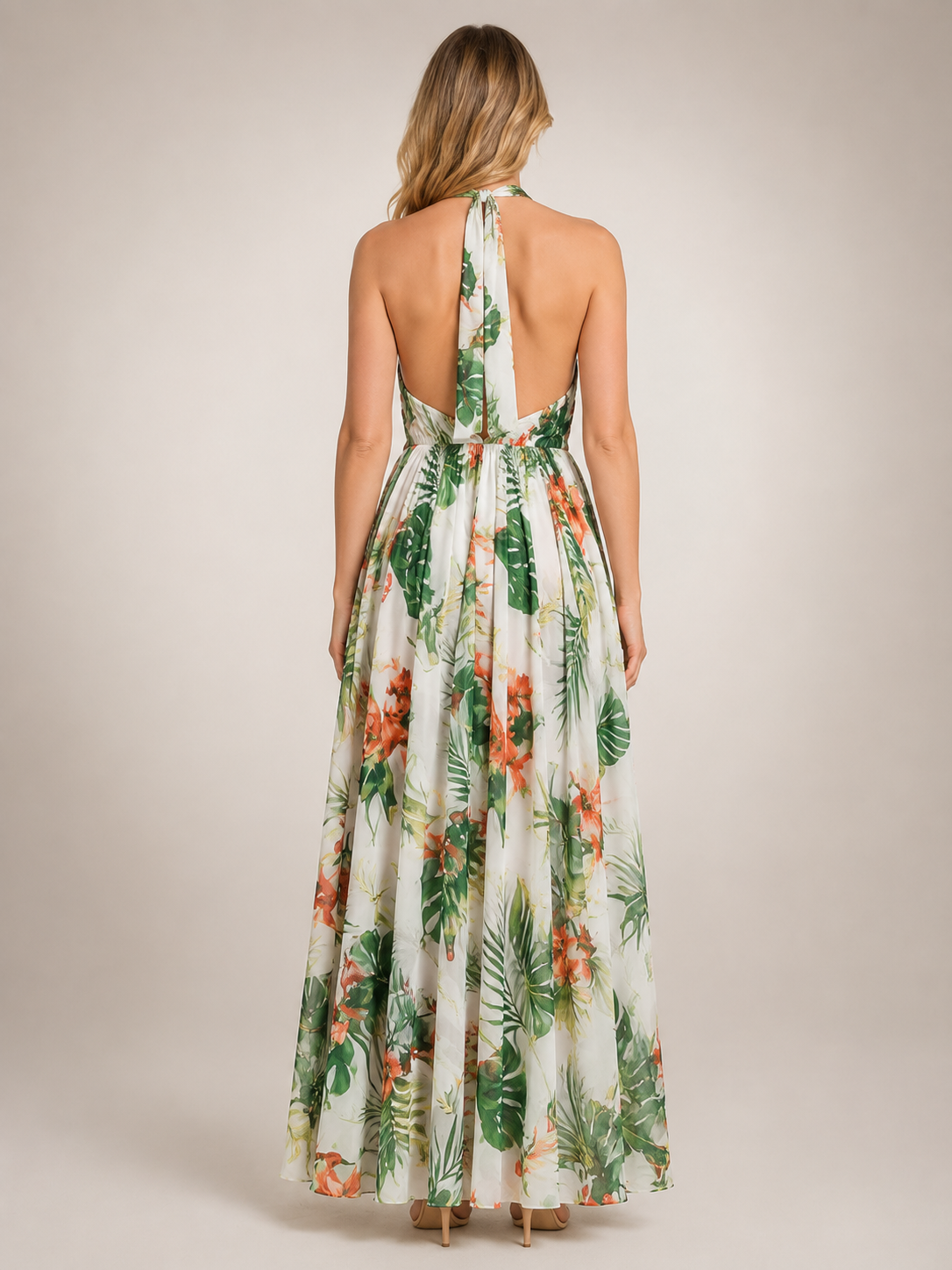 Rosemonde — Robe longue bohème à col licou