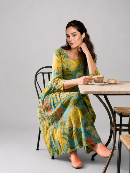 Honorine — Robe longue à imprimé peint