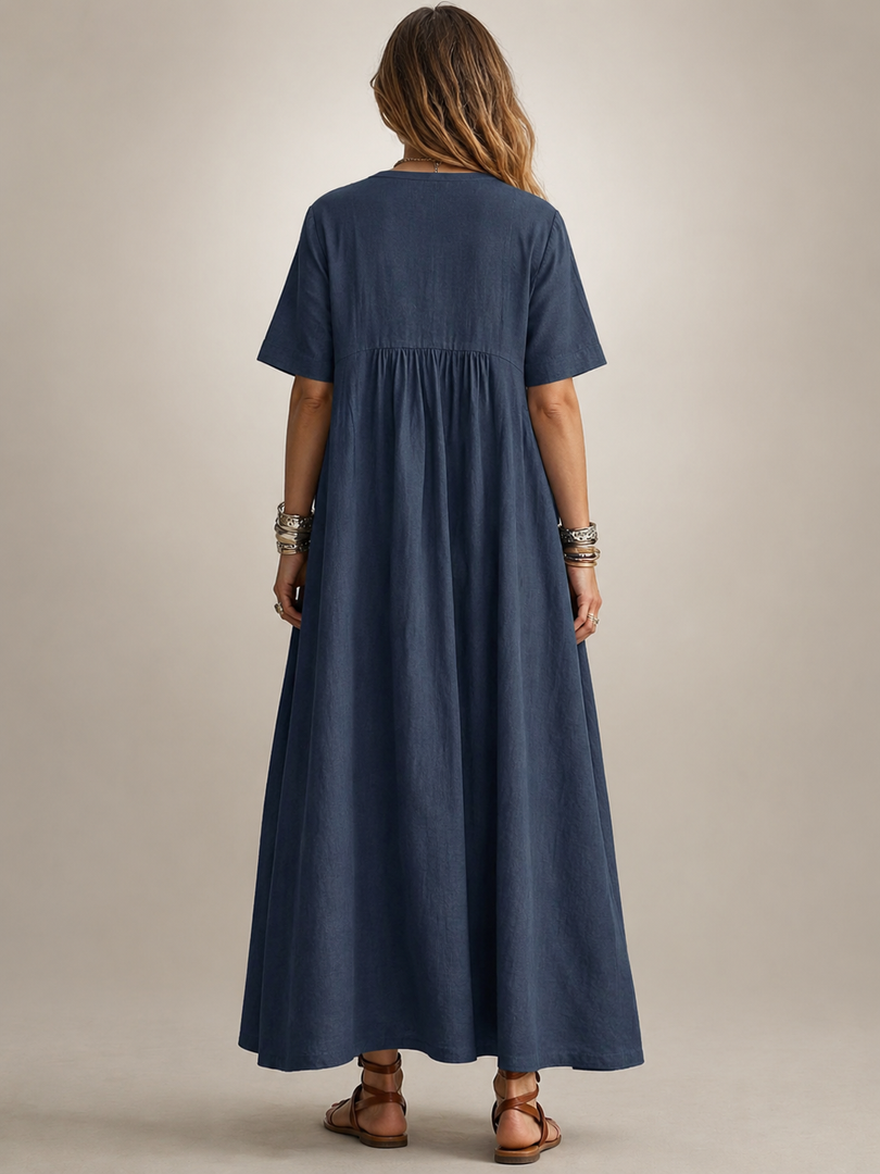 Améline — Robe longue plissée