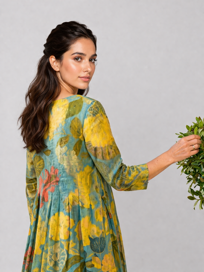 Honorine — Robe longue à imprimé peint