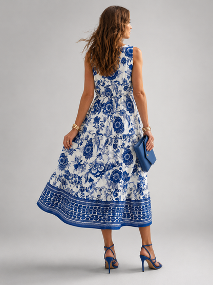 Domitille — Robe midi fleurie sans manches