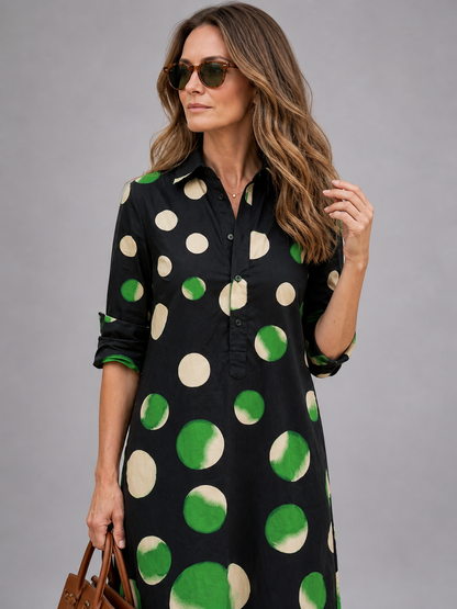 Elvire — Robe courte chemise à grands pois