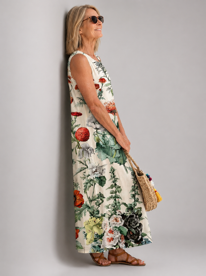 Florine — Robe longue à imprimé botanique