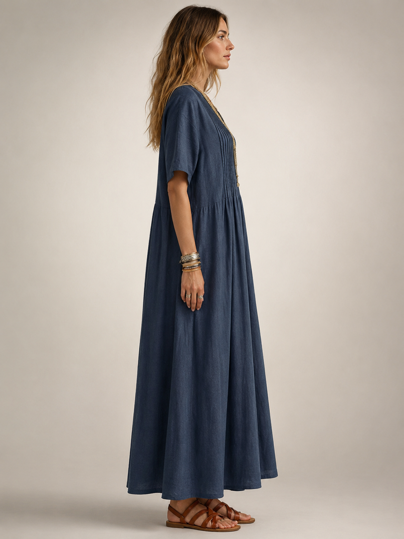 Améline — Robe longue plissée