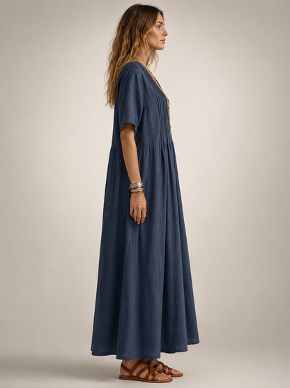 Améline — Robe longue plissée