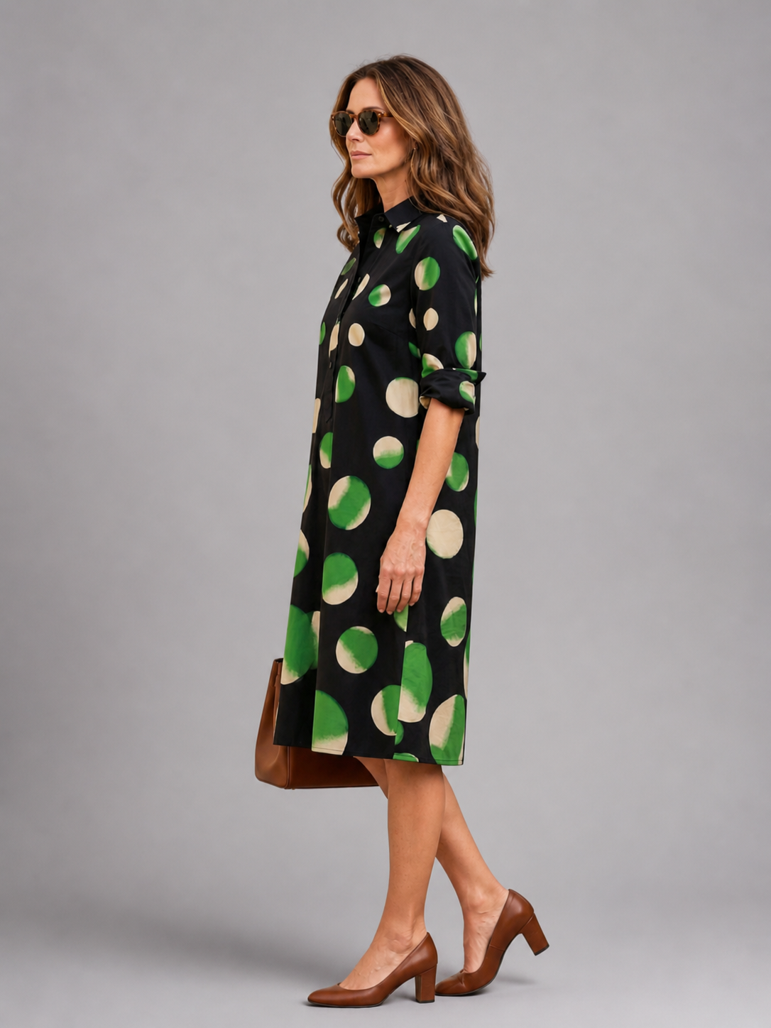 Elvire — Robe courte chemise à grands pois