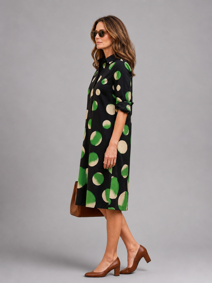 Elvire — Robe courte chemise à grands pois