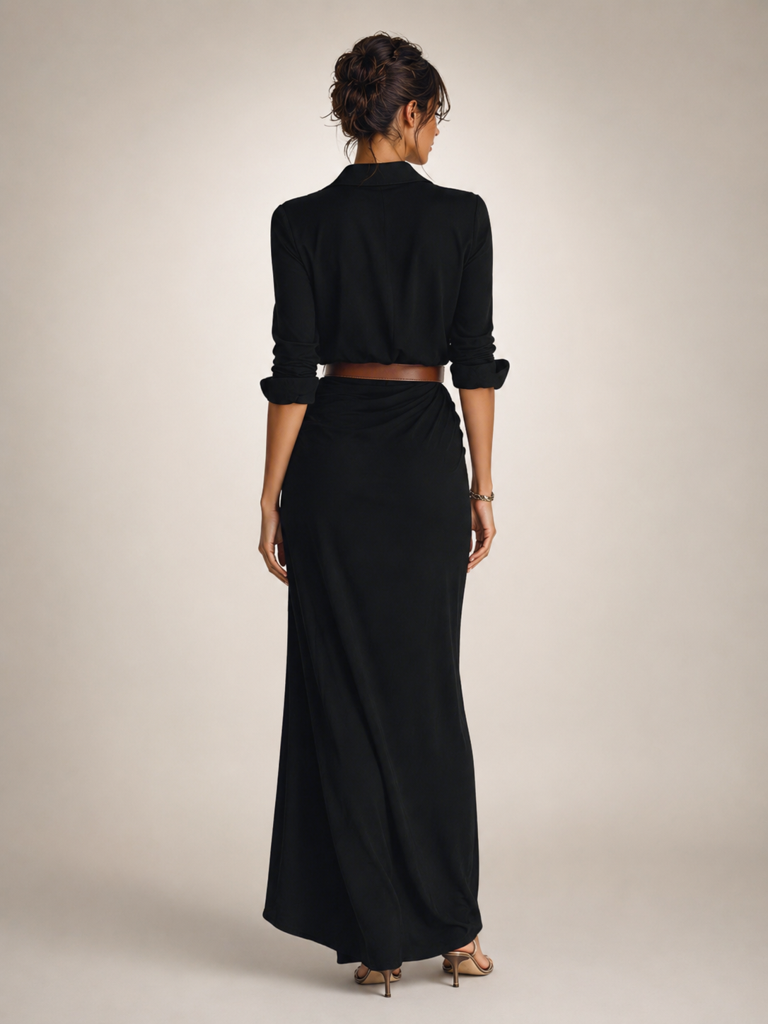 Judith — Robe longue chemise à col tailleur