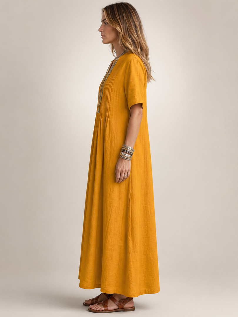 Améline — Robe longue plissée