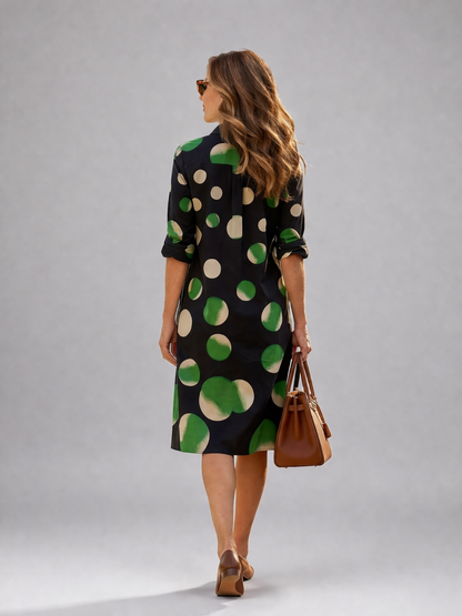 Elvire — Robe courte chemise à grands pois