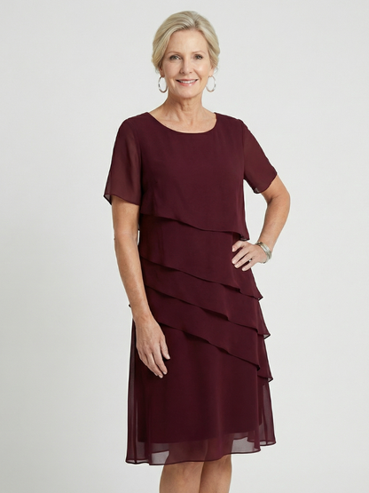 Louise — Robe à volants asymétriques, coloris Bordeaux