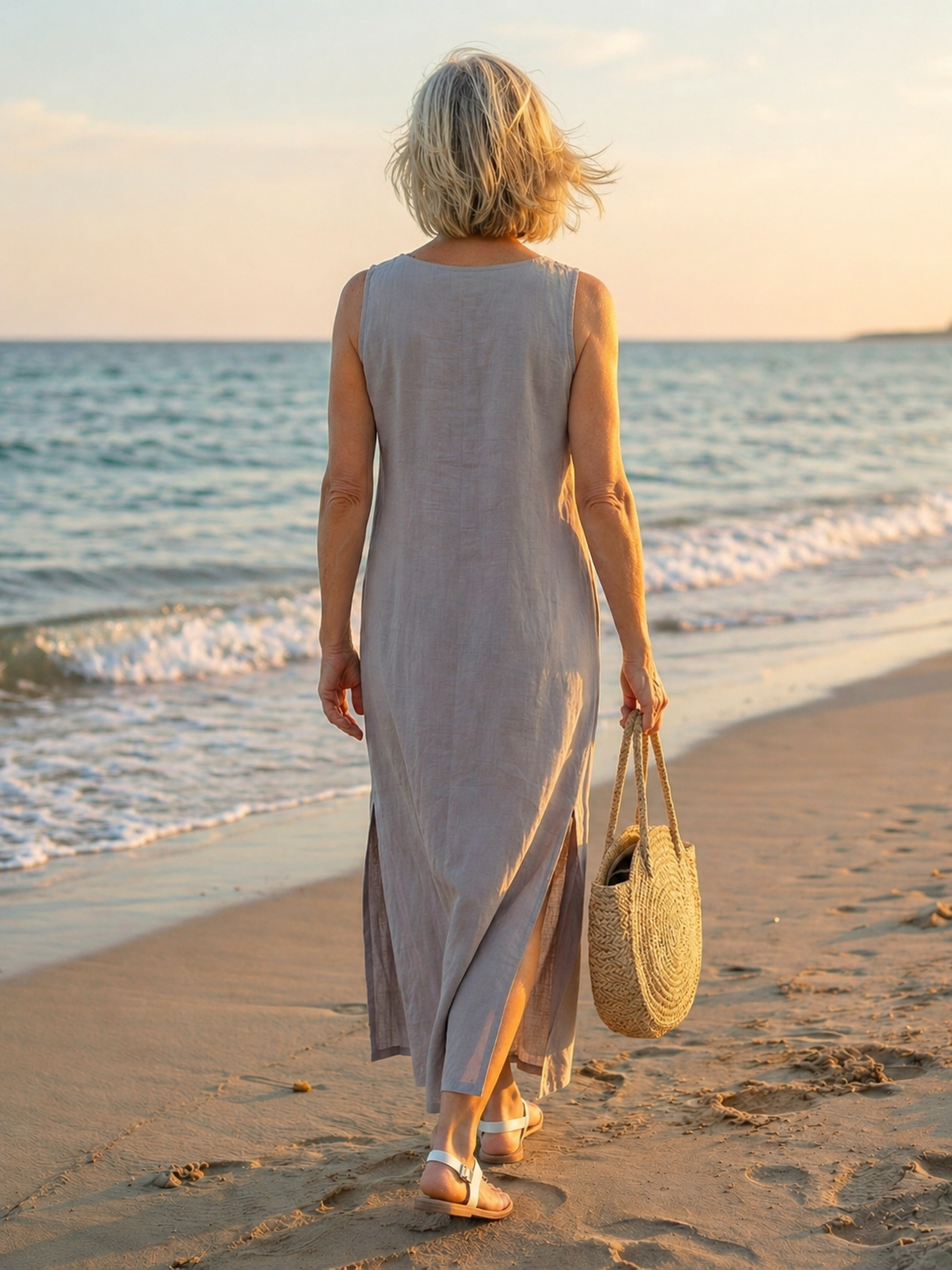 Chloé — Robe longue sans manches à encolure brodée