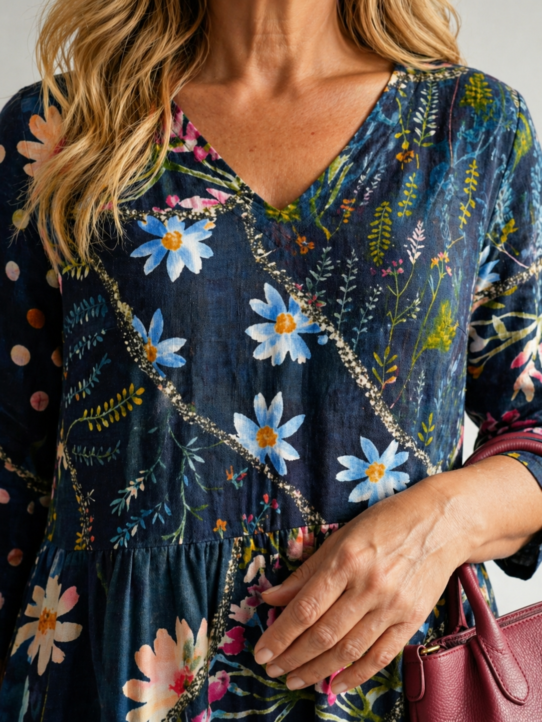 Jeanne — Robe longue fleurie à pois