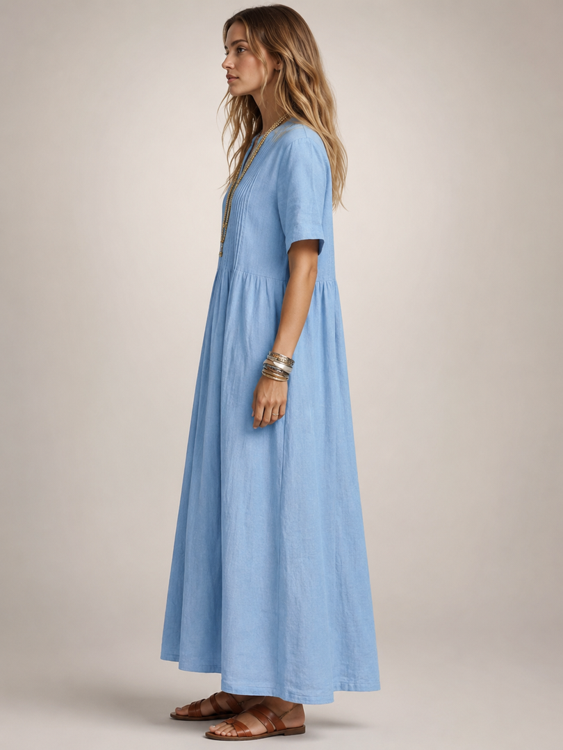 Améline — Robe longue plissée