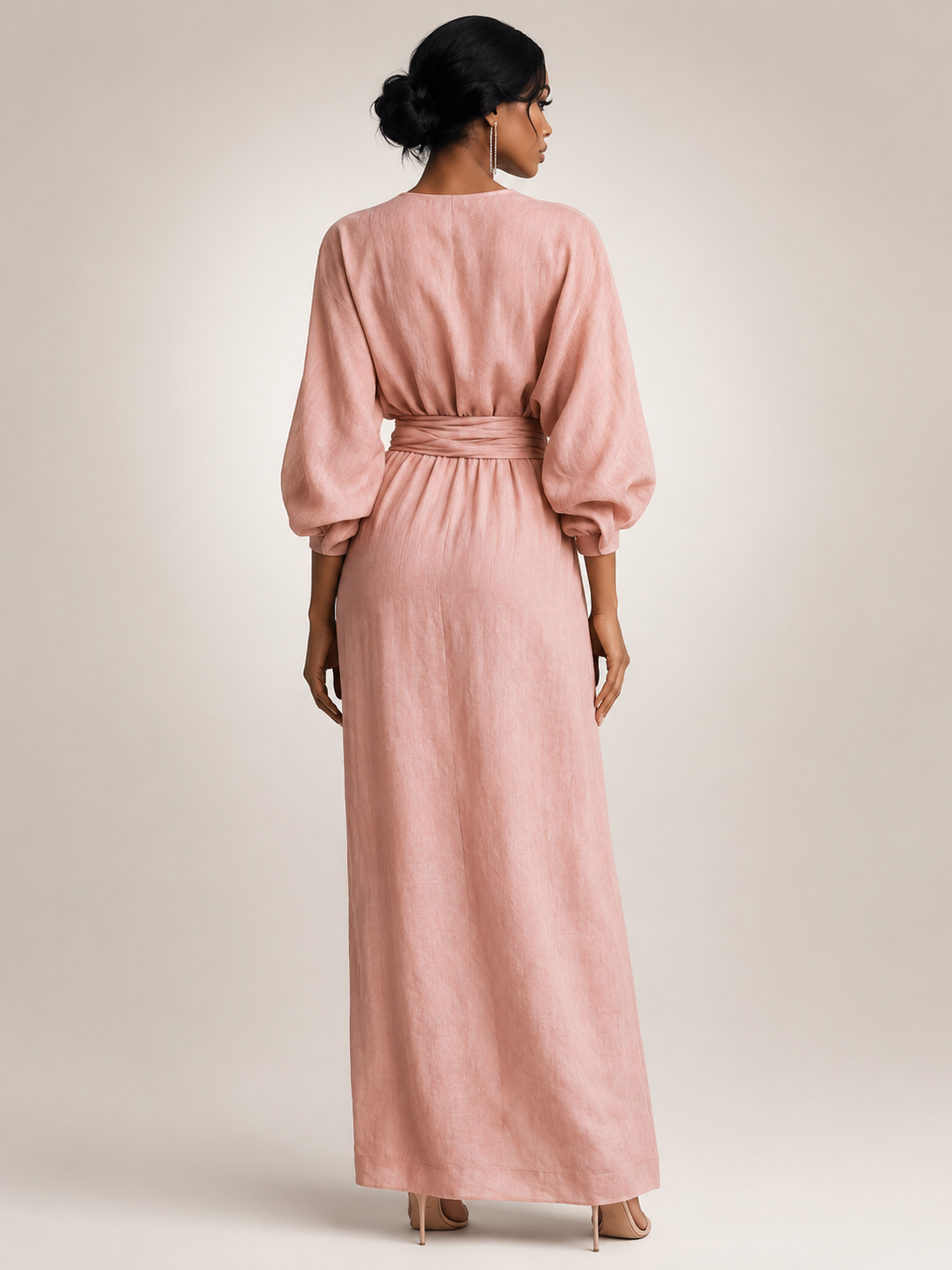 Léonore — Robe longue drapée à col V