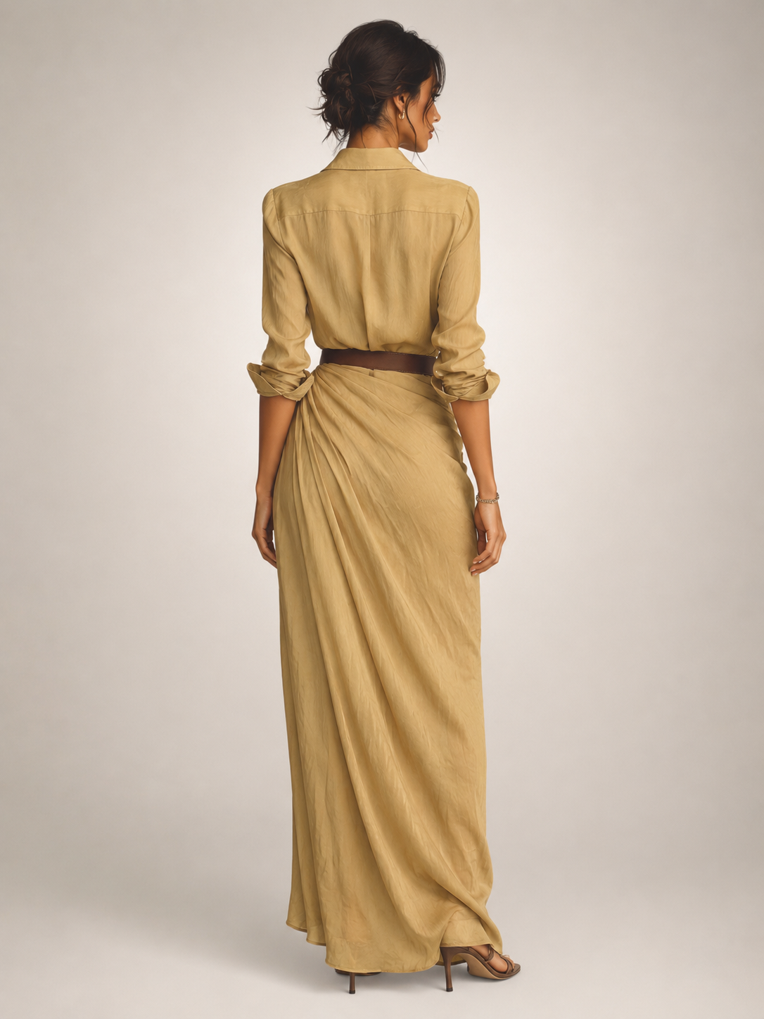 Judith — Robe longue chemise à col tailleur