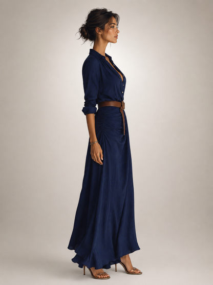 Judith — Robe longue chemise à col tailleur